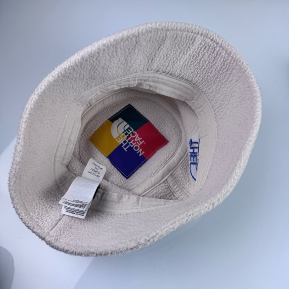 TNF The North Face Sherpa Bucket Hat Fleece Ivory White Blue Big Logo Round main image 6